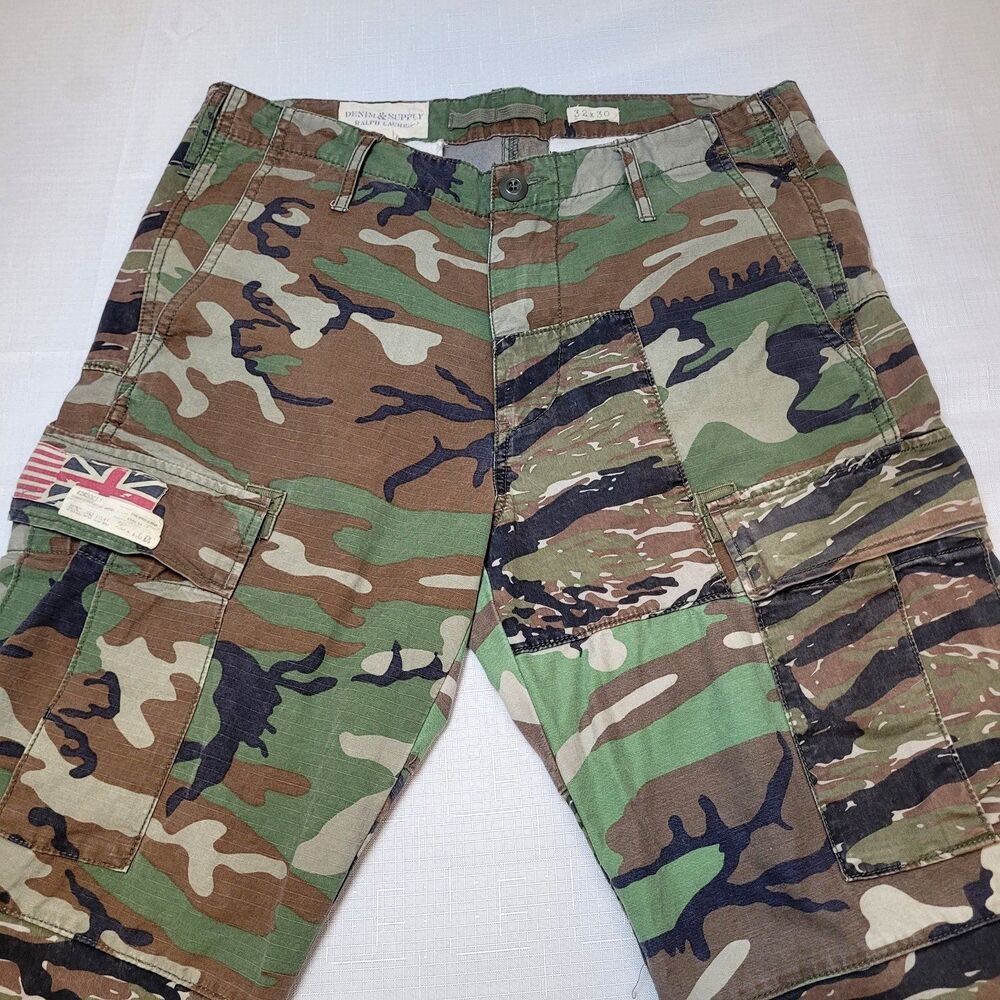 Ralph Lauren DENIM & SUPPLY Flag Tiger Camo Cargo Paratrooper Pants Men's 32X30 - Picture 2 of 16